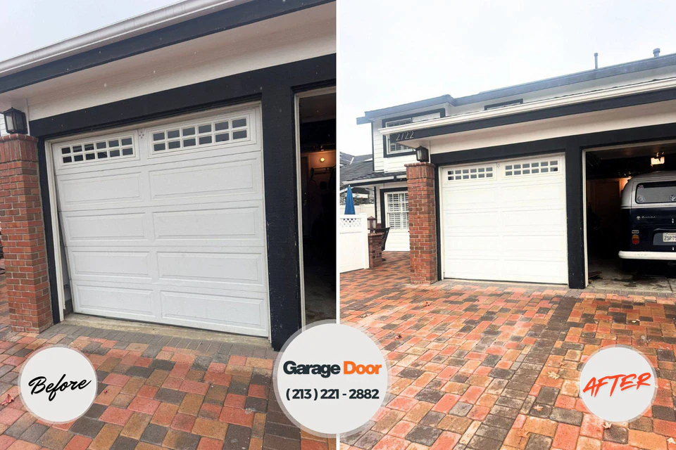 Before and after: garage door repair Coupeville, WA